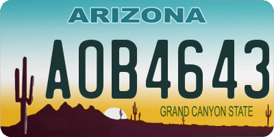 AZ license plate AOB4643