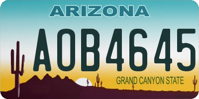 AZ license plate AOB4645