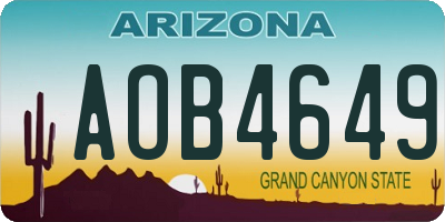 AZ license plate AOB4649