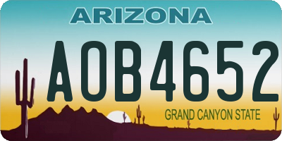 AZ license plate AOB4652