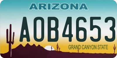 AZ license plate AOB4653