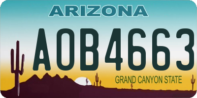 AZ license plate AOB4663