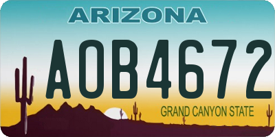 AZ license plate AOB4672