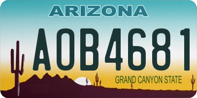 AZ license plate AOB4681