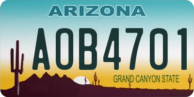 AZ license plate AOB4701