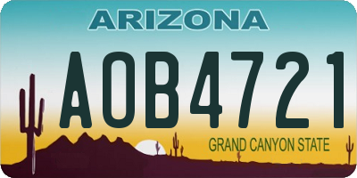 AZ license plate AOB4721