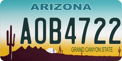 AZ license plate AOB4722