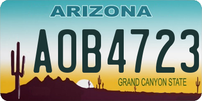 AZ license plate AOB4723