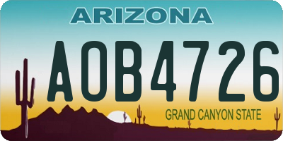 AZ license plate AOB4726