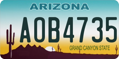 AZ license plate AOB4735