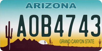AZ license plate AOB4743