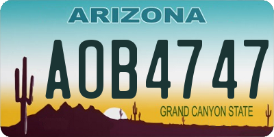 AZ license plate AOB4747