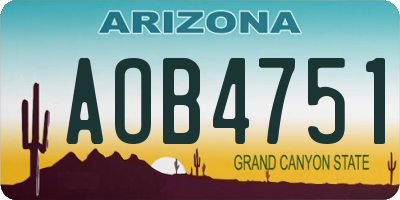AZ license plate AOB4751