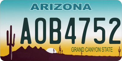 AZ license plate AOB4752