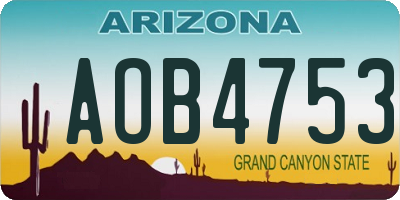 AZ license plate AOB4753