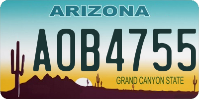 AZ license plate AOB4755