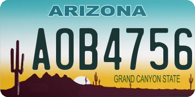 AZ license plate AOB4756