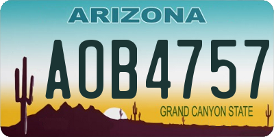 AZ license plate AOB4757