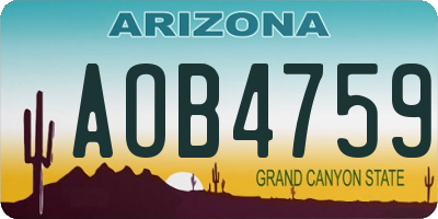 AZ license plate AOB4759