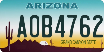 AZ license plate AOB4762