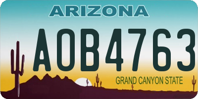 AZ license plate AOB4763