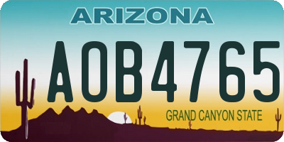 AZ license plate AOB4765
