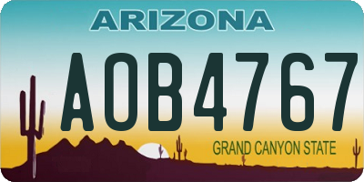 AZ license plate AOB4767