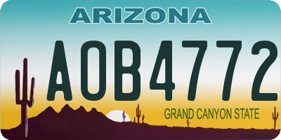 AZ license plate AOB4772