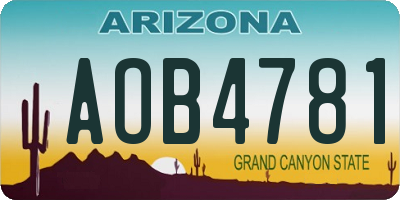 AZ license plate AOB4781