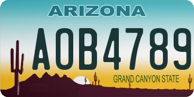 AZ license plate AOB4789