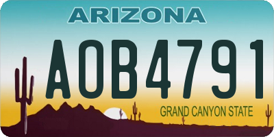 AZ license plate AOB4791
