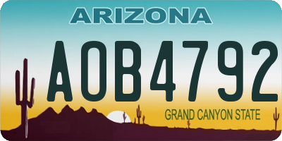 AZ license plate AOB4792