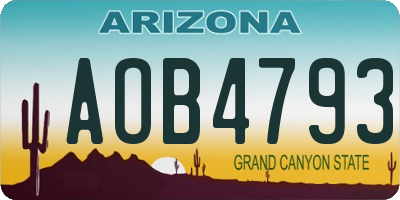 AZ license plate AOB4793