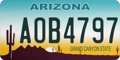 AZ license plate AOB4797