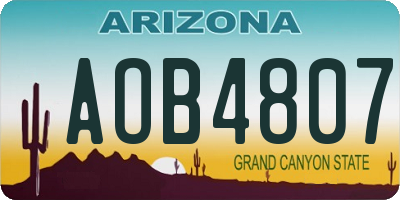 AZ license plate AOB4807