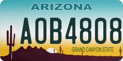 AZ license plate AOB4808