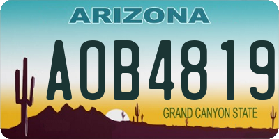 AZ license plate AOB4819