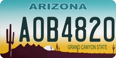 AZ license plate AOB4820