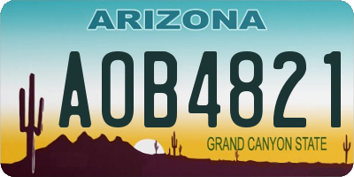 AZ license plate AOB4821