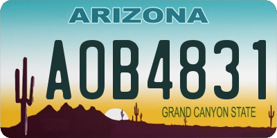 AZ license plate AOB4831