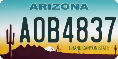 AZ license plate AOB4837