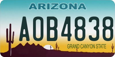 AZ license plate AOB4838