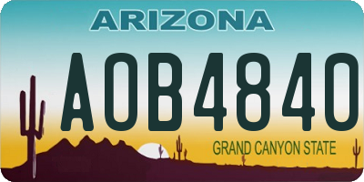 AZ license plate AOB4840