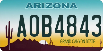 AZ license plate AOB4843