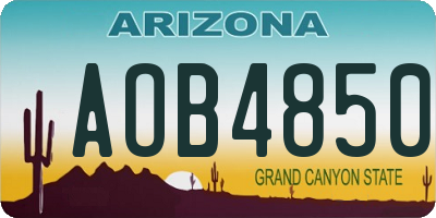 AZ license plate AOB4850
