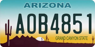 AZ license plate AOB4851
