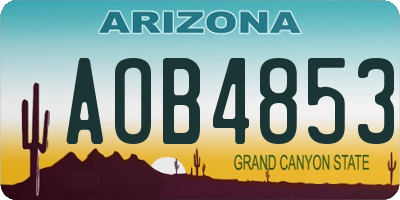 AZ license plate AOB4853