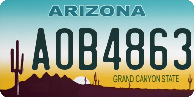 AZ license plate AOB4863