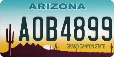 AZ license plate AOB4899