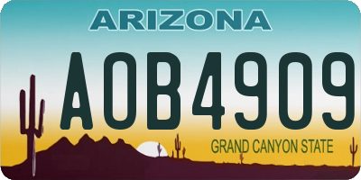 AZ license plate AOB4909